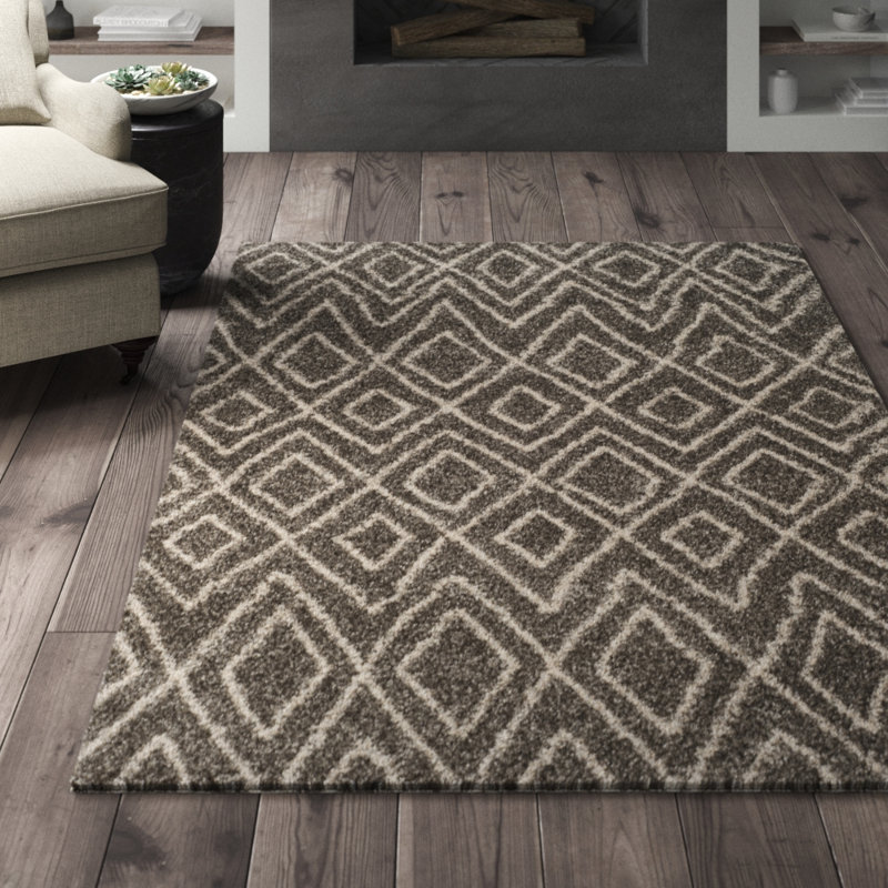 Tapis gris / ivoire Adessa, Rectangle 5 pi 1 po x 7 pi 6 po
