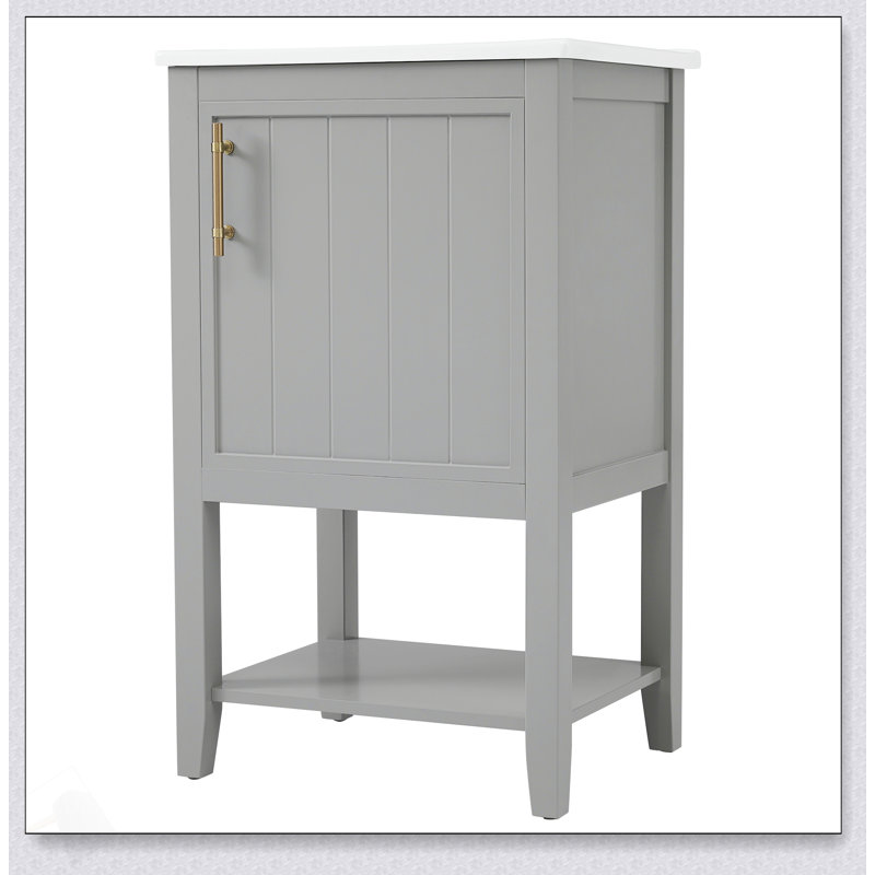 Meuble-lavabo de 20 pouces avec lavabo, porte à fermeture douce, support de rangement et tablette ouverte pour les salles de bain modernes
