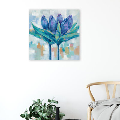 «Two Slender Blue Lovebuds», peinture sur toile tendue