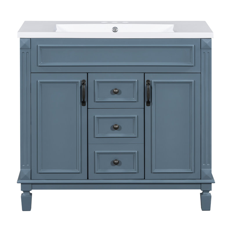 Meuble-lavabo élégant avec design fonctionnel et grand espace de rangement, Bleu