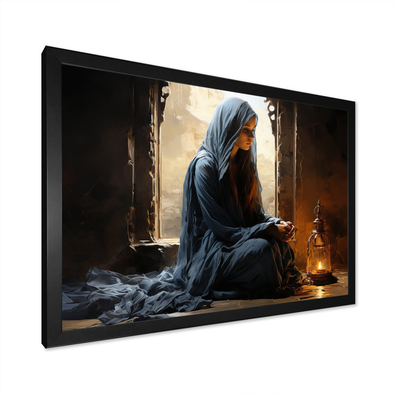 Prière de l'Islam «Salah» sur toile, Cadre simple noir, H 16 po x l 32 po x P 1 po
