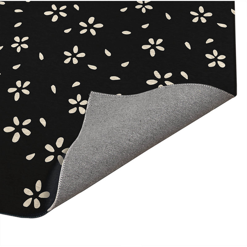 Tapis de cuisine Petal, Rectangle 3' x 5', Midnight Charcoal Floral