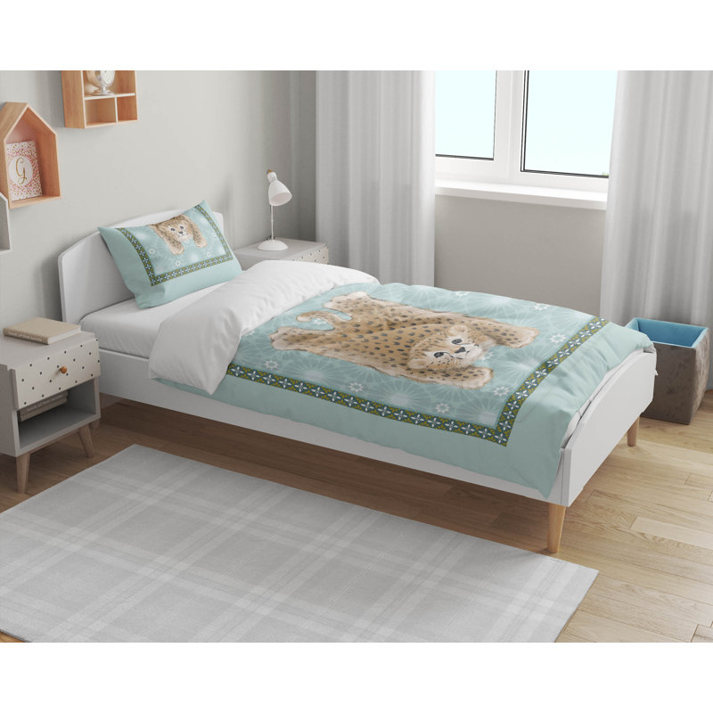 Lil Lying Leopard Tile Comforter Set, Blue