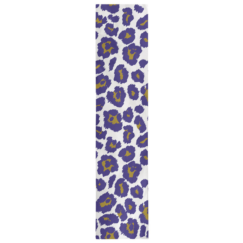 Chemin de table à imprimé animal, 72 po x 16 po, White/Purple/Yellow