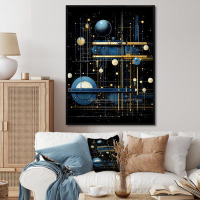 «Blue Temporal Trajectory», art mural géométrique