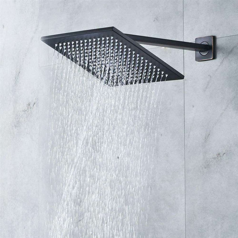Rivera Matte Black LED Rainfall Shower with Wall Mount and Mixer