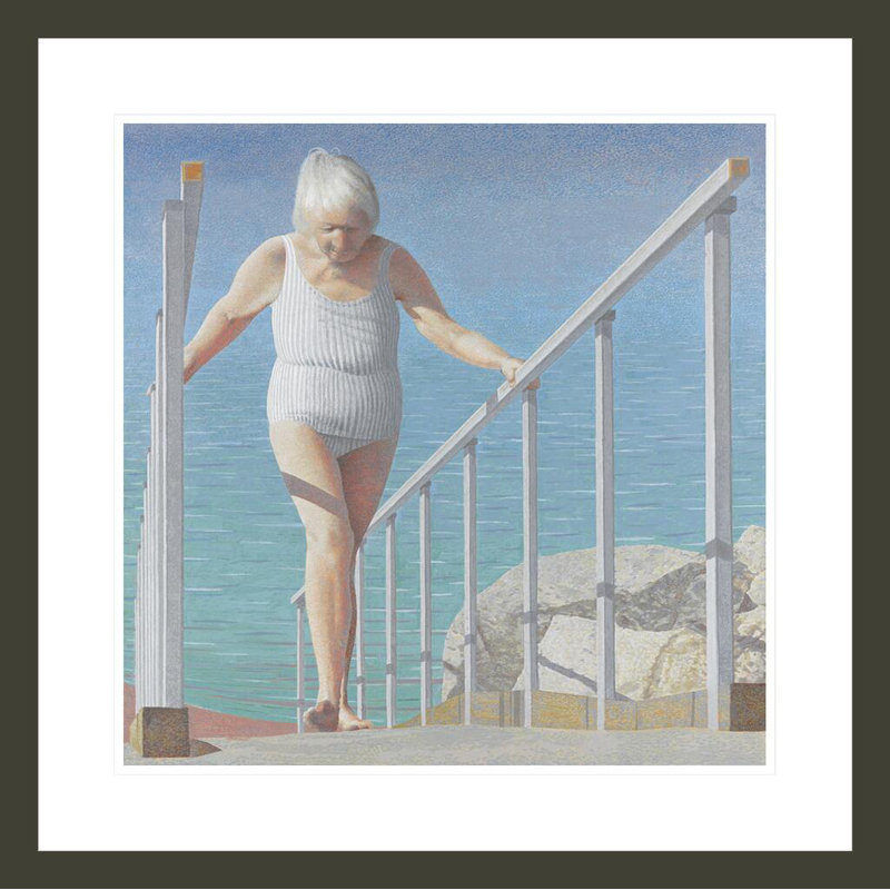 «A Woman On A Ramp» par Wayne Thiebaud - Estampe numérique encadrée, H 23,5 po x l 23,5 po