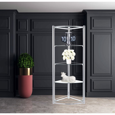 Triangle Display Shelf Tempered Glass/Chrome Frame
