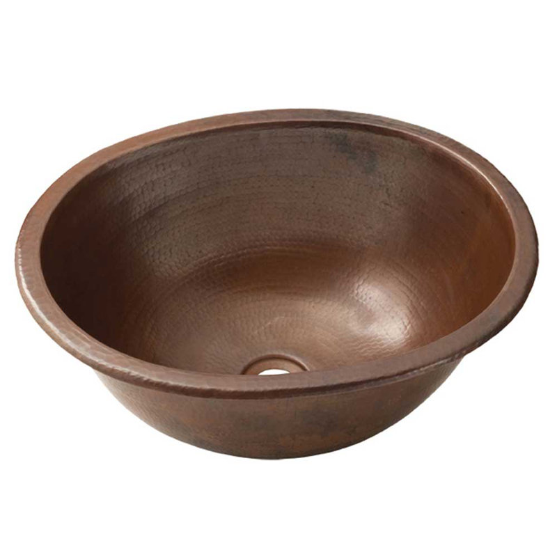 Cameo Hand-Hammered Copper Oval Dual-Mount Bathroom Sink, Antique Copper