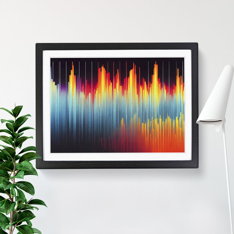 Electronic Audio Sound Bar Vol.6 Abstract - Single Picture Frame Print, Black , 25cm H x 34cm W x 2cm D