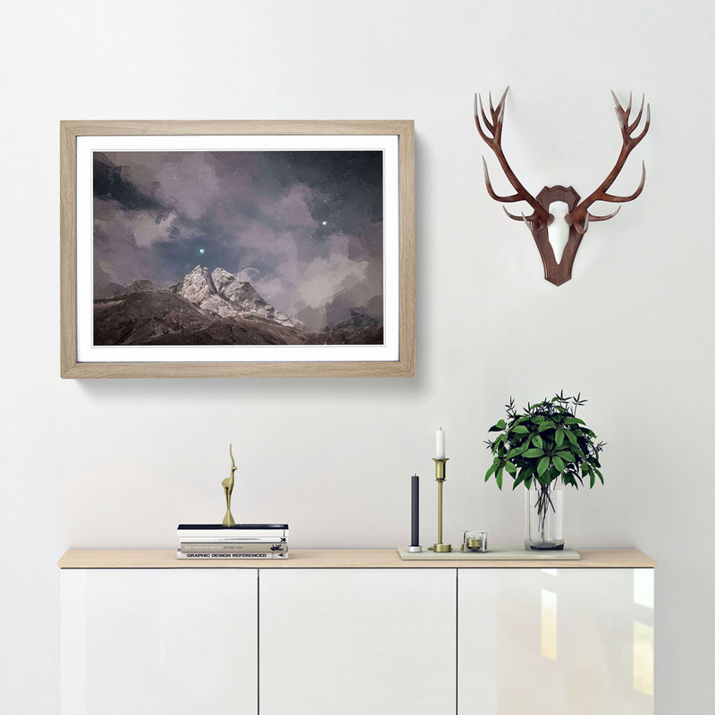 Stars Above the Himalayas - Picture Frame Graphic Art Print, Oak Framed, 48cm H x 65cm W x 2cm D