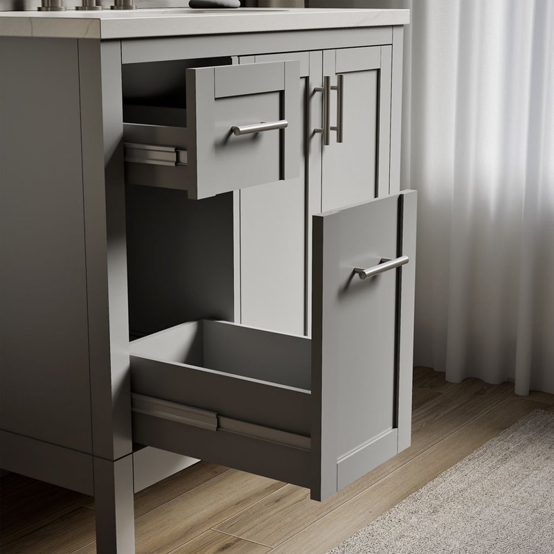 37" Single Bathroom Vanity Set, White, Atmos Gray