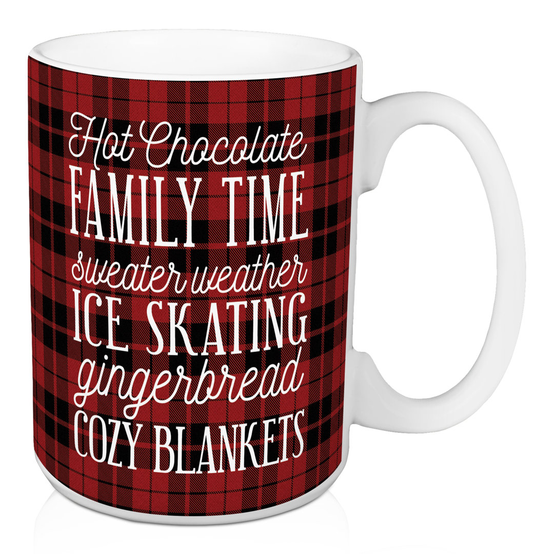 Campbell Christmas Words on Maroon Plaid Coffee Mug The Holiday Aisle®