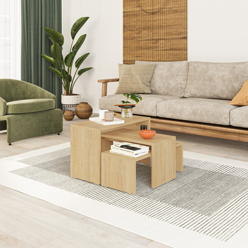 Paris 3 Piece Nest of Coffee Tables Set, 44.5" W x 64" L