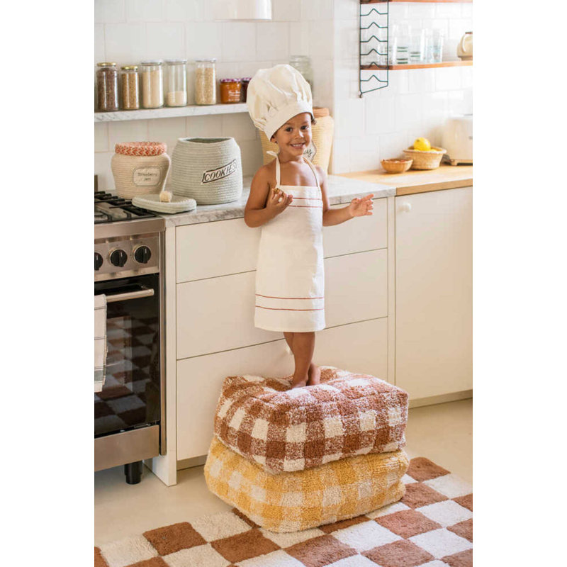 Vichy Square Pouf, Toffee