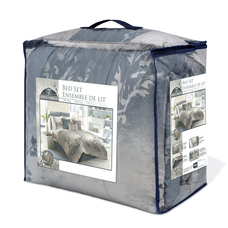 Riviera Green/Silver Microfiber Farmhouse / Country Comforter Set, Twin Comforter + 4 Additional Pieces