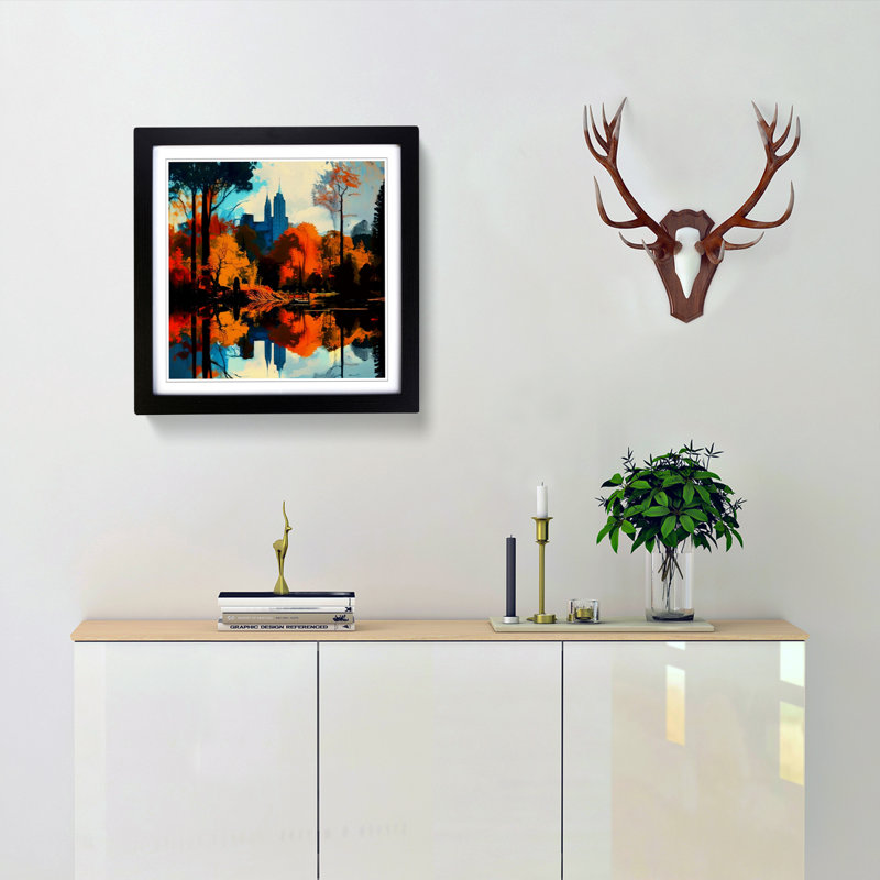 Central Park Abstract Art No.1 - Single Picture Frame Print on Wood, Black