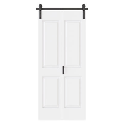 Hollow Core White Primed 4-Panel Folding Barn Door
