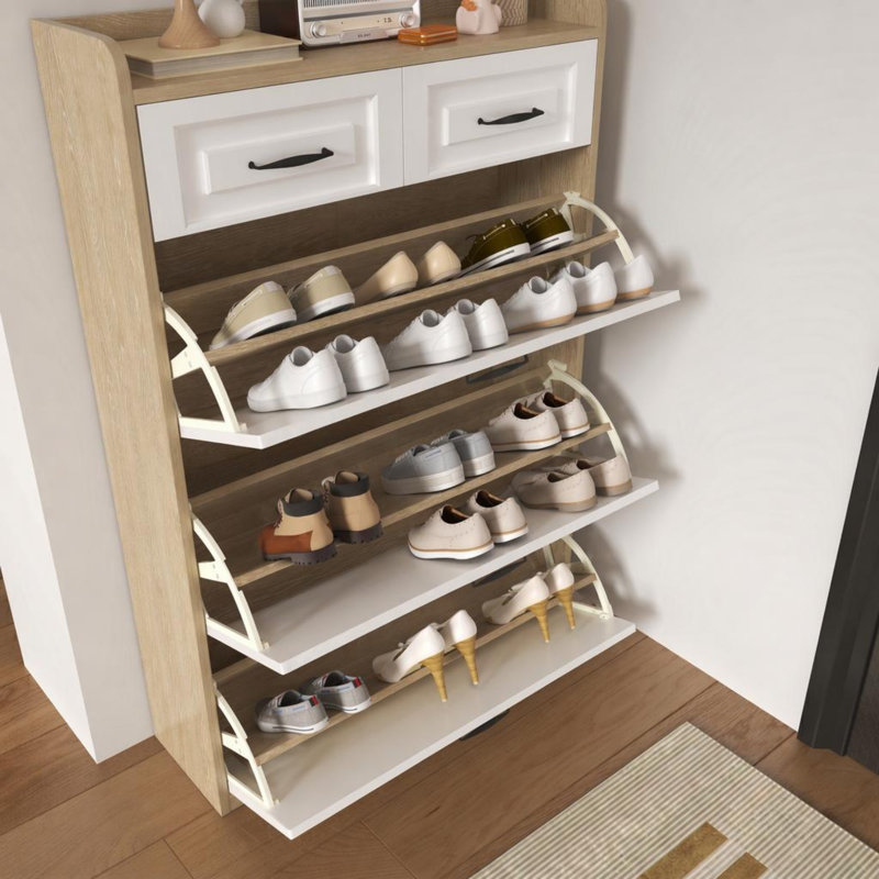 Shoe Storage, White+Natural