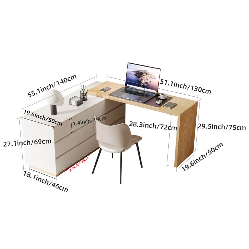 Foldable L-Shaped Computer Desk