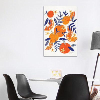 Orange Blooms Navy by Cat Coquillette - Gallery-Wrapped Canvas Giclée on Canvas