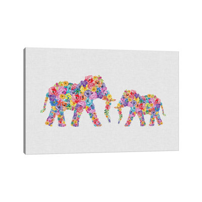 Floral Elephants by Orara Studio - Wrapped Canvas Gallery-Wrapped Canvas Giclée