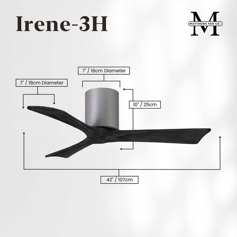 Irene Ceiling Fan, Brushed Nickel, 42", Matte Black