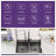 Évier de cuisine 33 x 22 po à double cuve en acier inoxydable de calibre 18 avec robinet à col à ressort noir