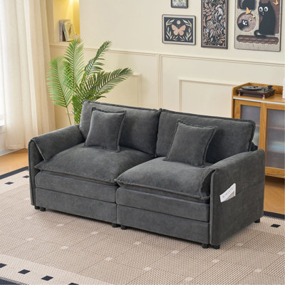 Oversized Sofa Chair, Modern Upholstered Armchair With Pillow, Modular Sectional Sofa For Living Room, Deep Seat Reading Sofa For Bedroom Apartment, DIY Combination Chenille