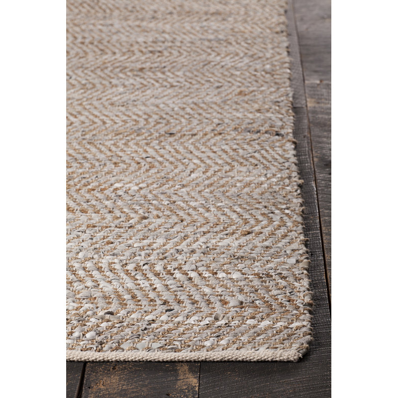 Tapis de zone argenté tissé à la main Polito, Rectangle 7 pi 9 po x 10 pi 6 po