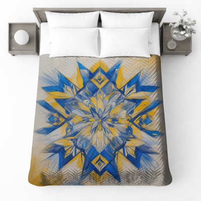 Blue Kaleidoscope Bedding Mandala Bedspread Art