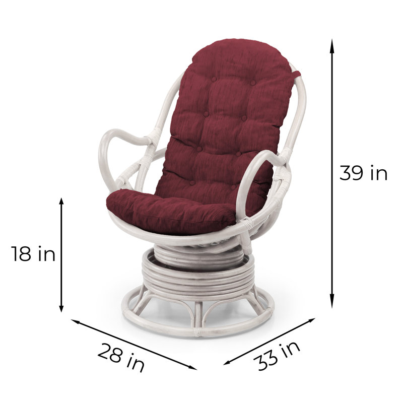 Fauteuil d'appoint pivotant en rotin Melbourne, Marron foncé, Blanc