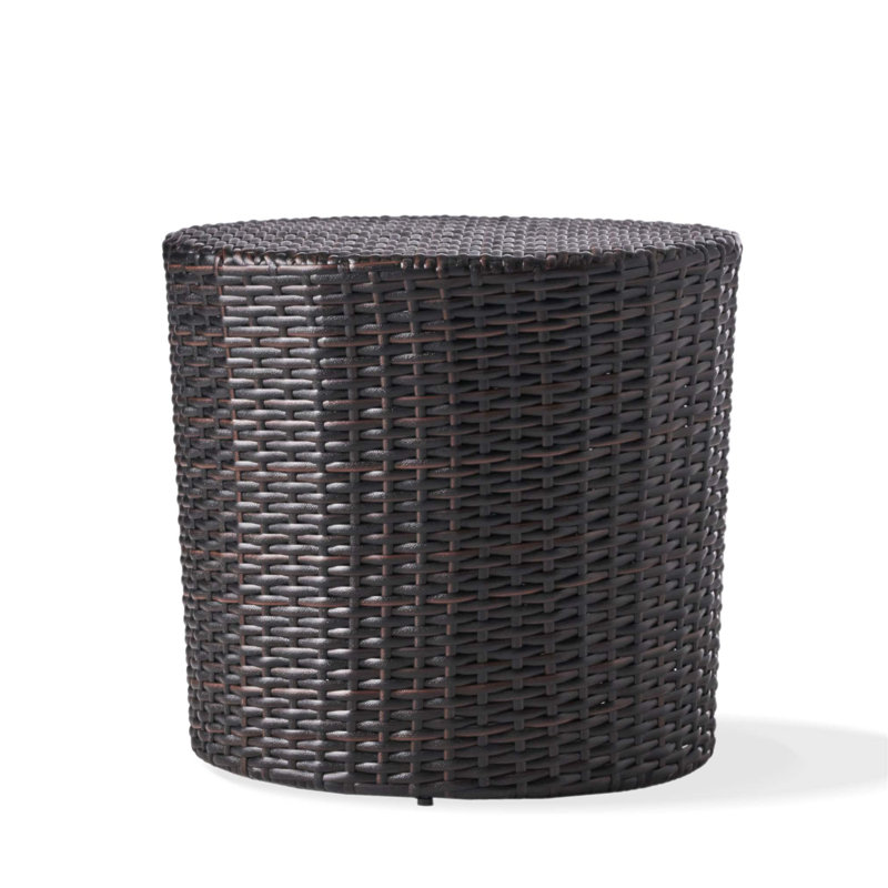 Kingstown RD Barrel Side Table, Durable Outdoor Wicker End Table With Classic Design And No Assembly Required, Brown Multi