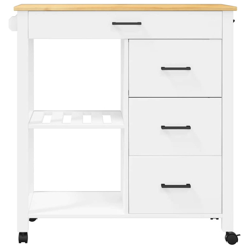 vidaXL Kitchen Trolley MONZA 33.1"x15.7"x34.8" Solid Wood Pine, White