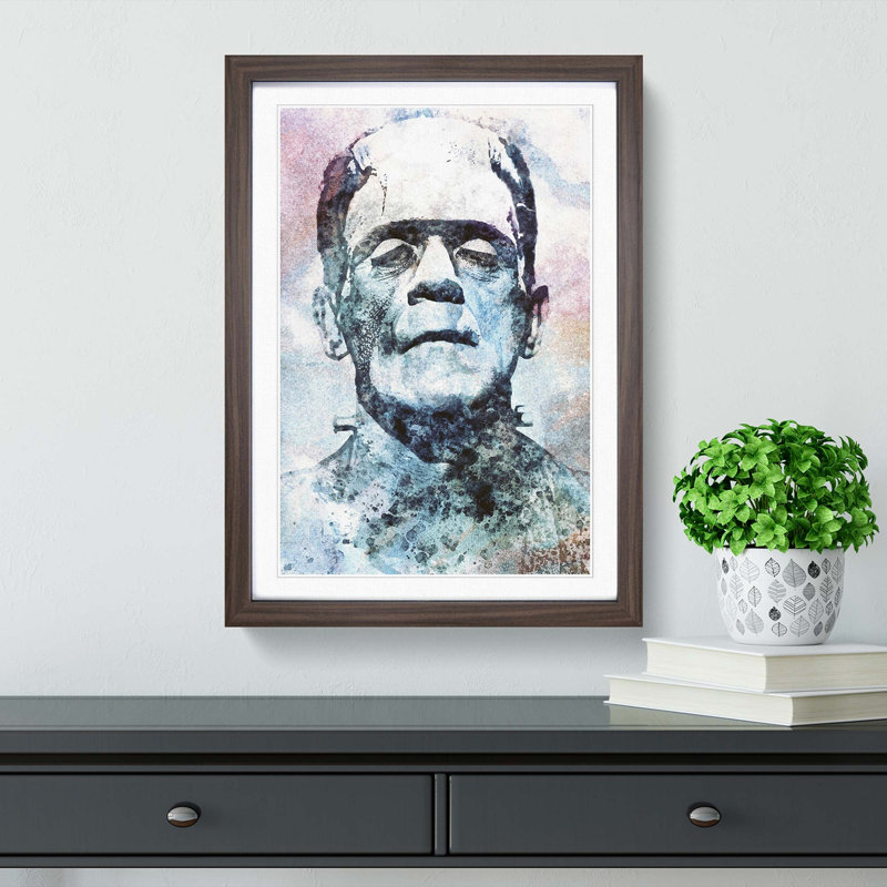 Frankenstein in Abstract - Picture Frame Painting Print, Walnut Framed, 87cm H x 62cm W x 2cm D