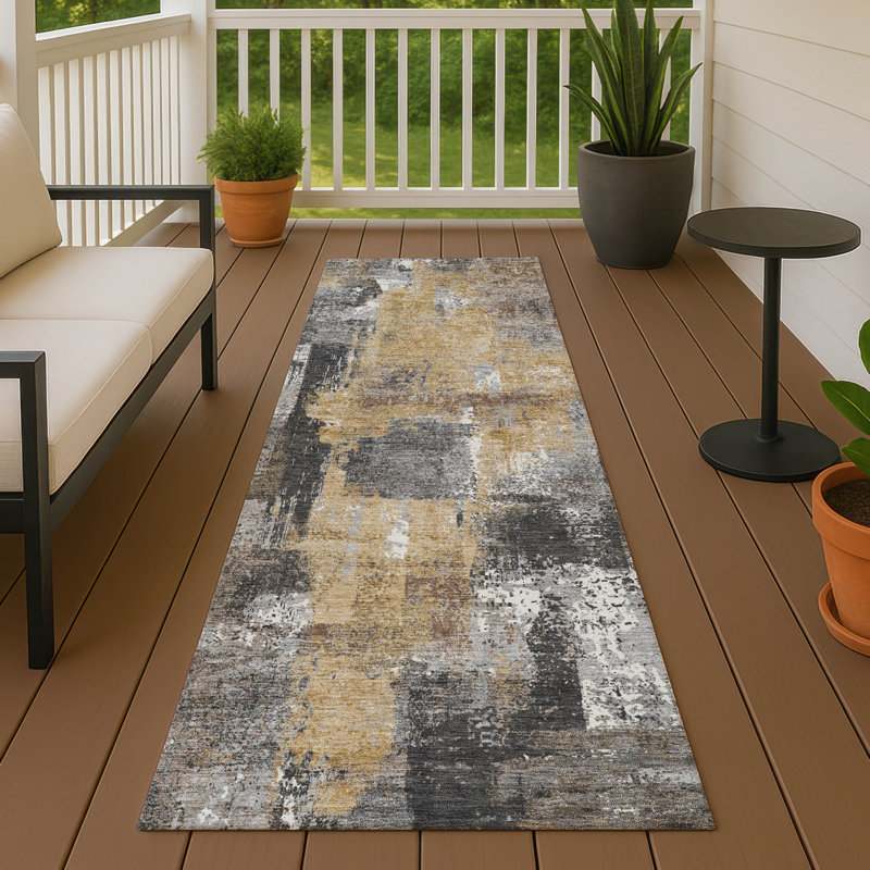 Machine Washable Indoor/Outdoor Chantille ACN2655 Modern Rug, Charcoal, 2'3" x 7'6" Runner