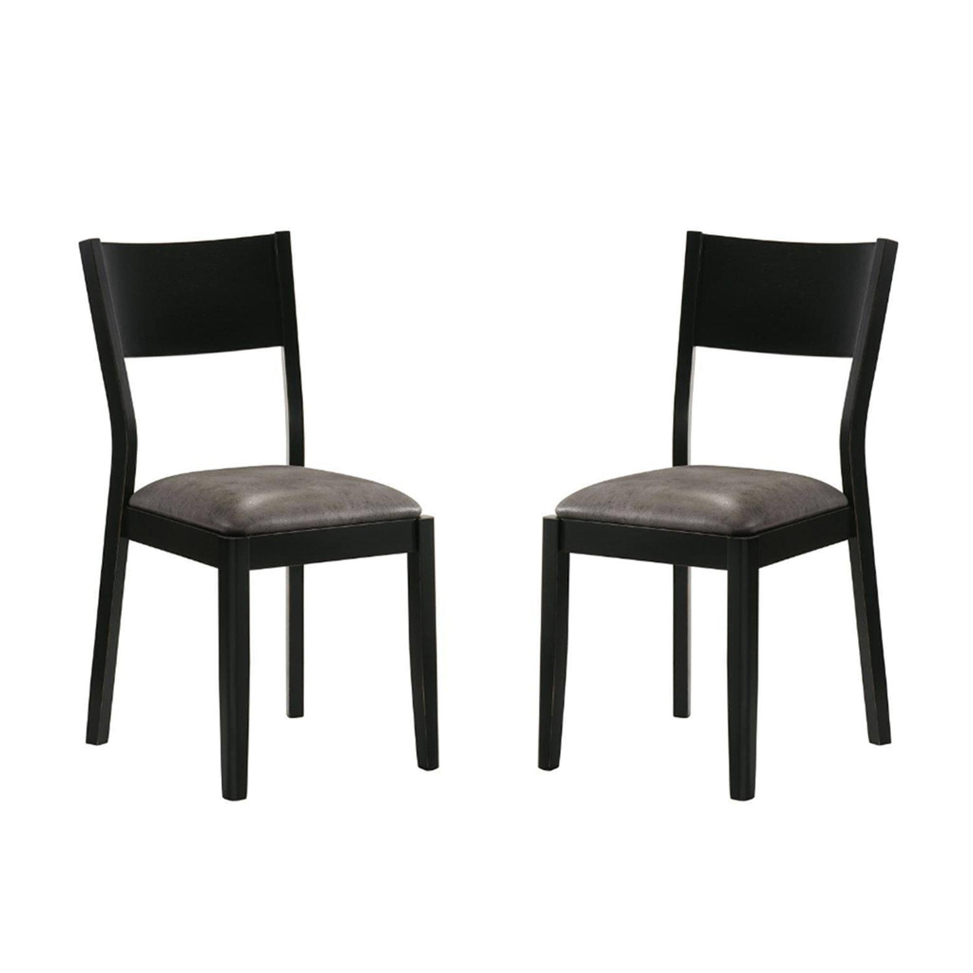 Latitude Run® Set of 2 Padded Leatherette Dining Chairs in Black and ...
