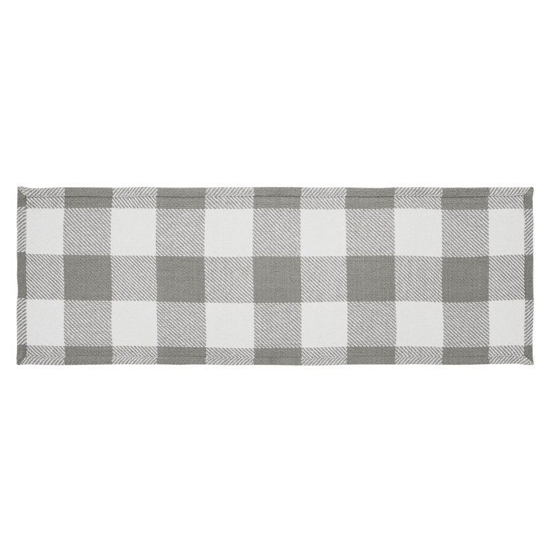 Linge de table à carreaux Annie Buffalo, 36 po x 12 po, Gris / Blanc