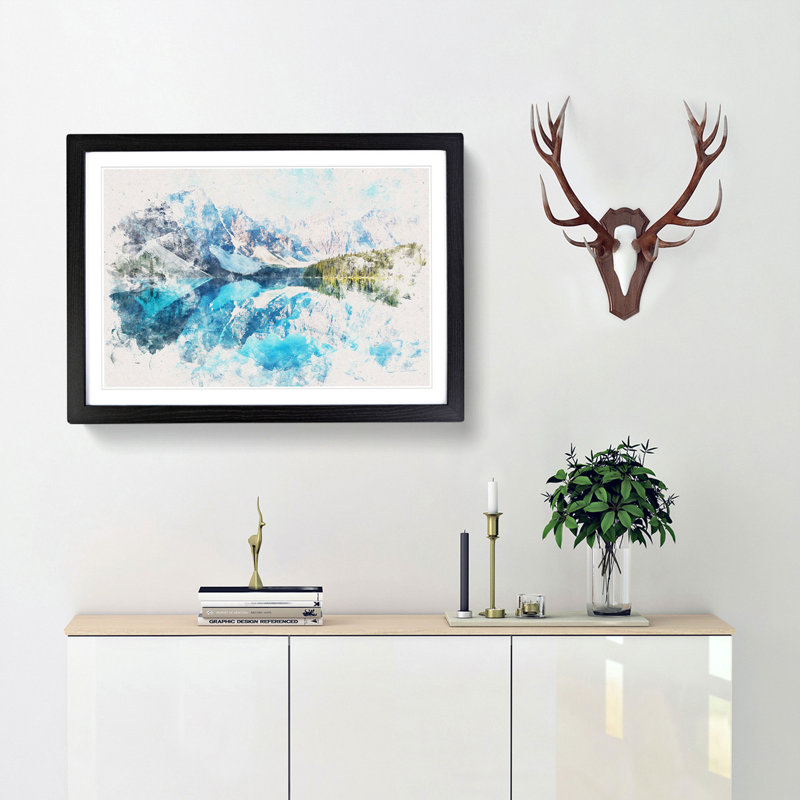 Morraine Lake in Banff Canada - Picture Frame Graphic Art Print, Black Framed, 45cm H x 63cm W x 2cm D