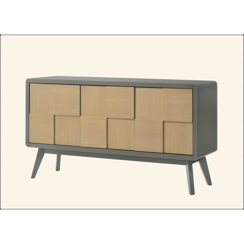 Blayde Light Gray & Natural Finish Server
