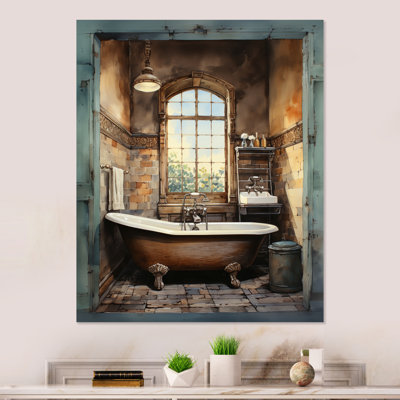 «Bathroom Vintage Tiles III» - Décoration murale en métal pour salle de bain