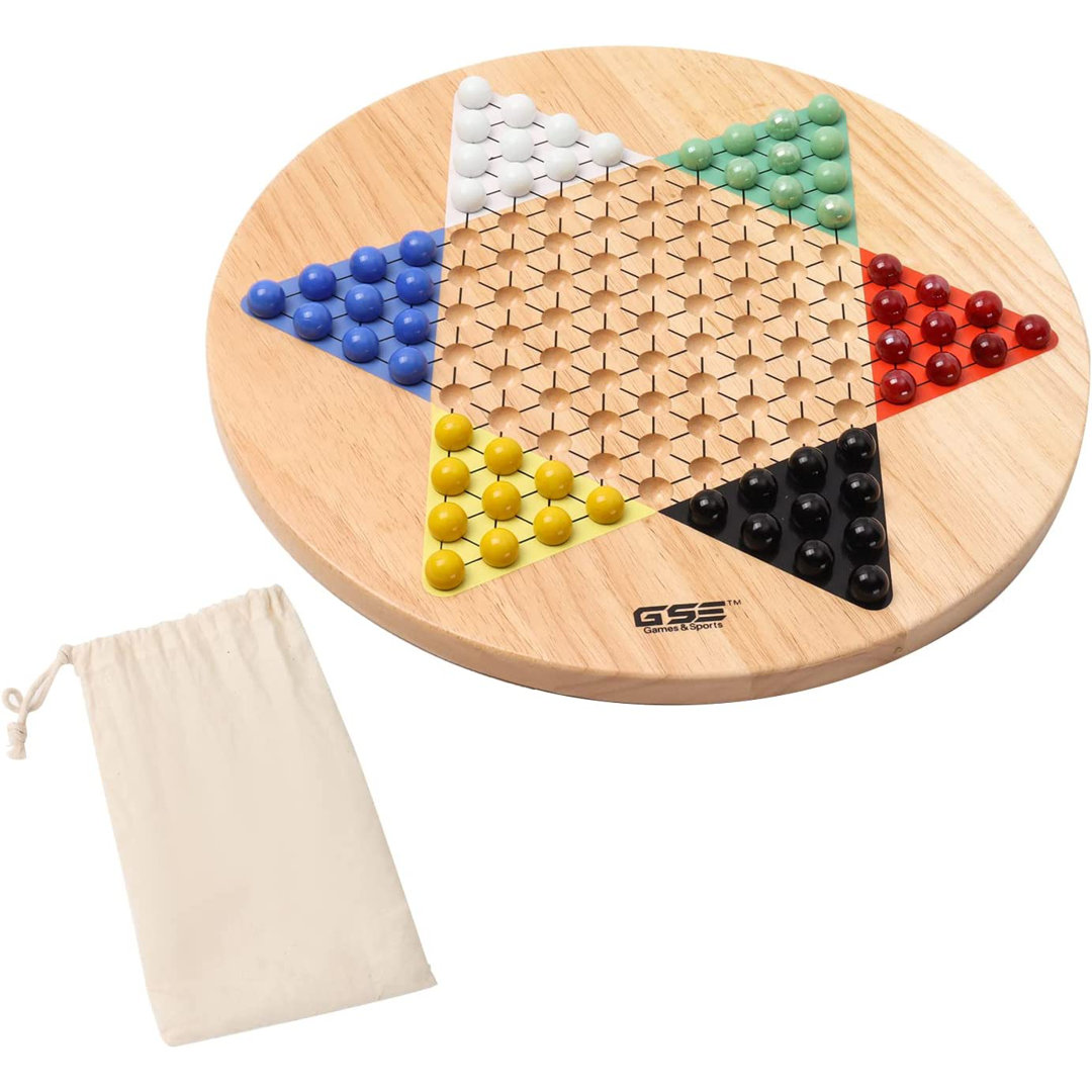 GSE 15" Jumbo Wooden Chinese Checkers Family Board Game Set With Glass Marbles GSE Games & Sports Expert