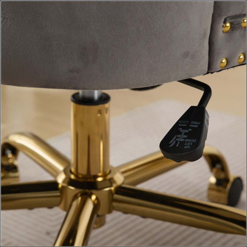 Fauteuil de bureau, siège de bureau en poils de lapin artificiel avec base en métal, chaise de bureau pivotante réglable, chaise de coiffeuse