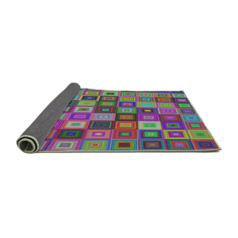 Tapis bleu/vert/rose, Carré 7 pi