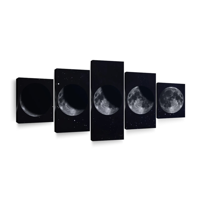 " Moon Phases " 5 - Pieces, 24" H x 55" W x 1.25" D