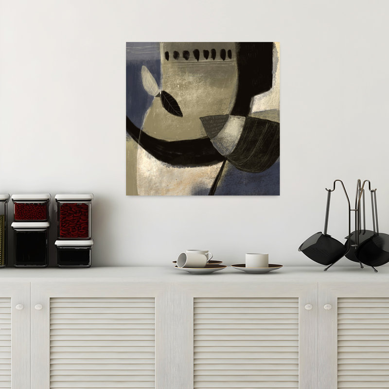 Asphalte, fleur 1, art contemporain abstrait, H 18 po x l 18 po