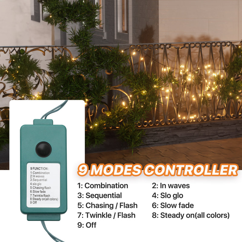 Jarmila 43Ft Christmas Fairy Lights, LED Christmas Tree String Lights with 8 Modes and 100 Bulbs, Orange