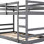Lit simple au-dessus d'un lit superposé gris avec structure en pin massif pour plus de durabilité, garde-corps sur toute la longueur, espace idéal pour maisons restreintes, lit à lattes, gris, multiusage et esthétique,