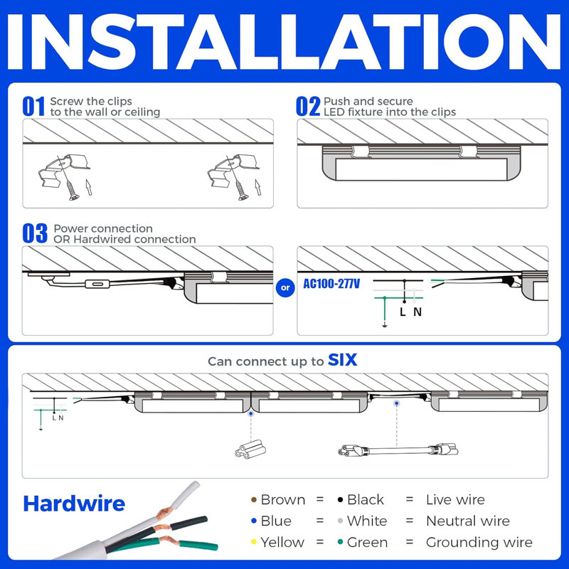 Éclairage DEL Barrina 4 pi, 40 W, 5 500 l 5 000 K, tube T8, paquet de 6