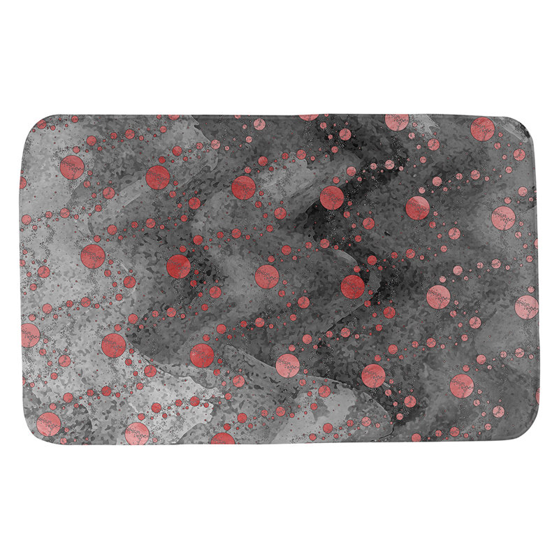 Tapis de salle de bain planet stars, l 21 po x L 34 po, Noir / Rouge